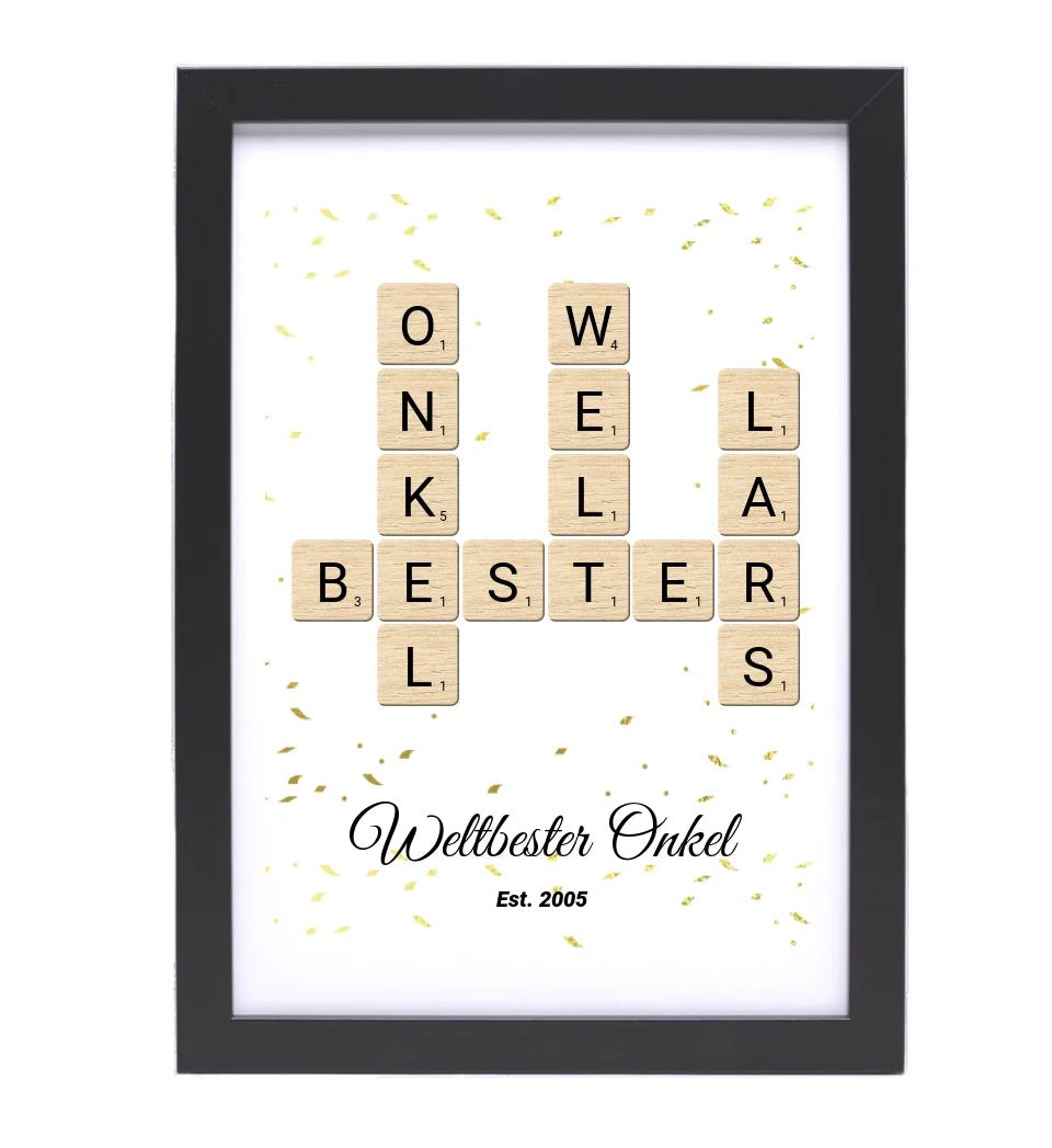 Onkel Weihnachten Geschenk Scrabble Wort Poster personalisierbar - Cantty