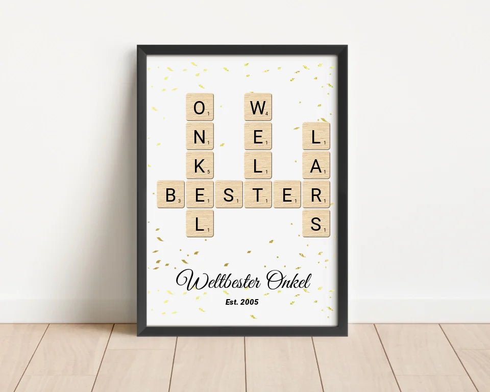 Onkel Weihnachten Geschenk Scrabble Wort Poster personalisierbar - Cantty