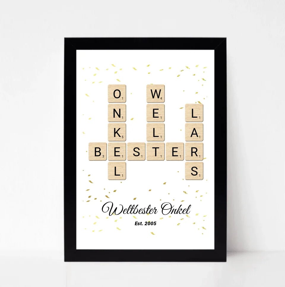 Onkel Weihnachten Geschenk Scrabble Wort Poster personalisierbar - Cantty