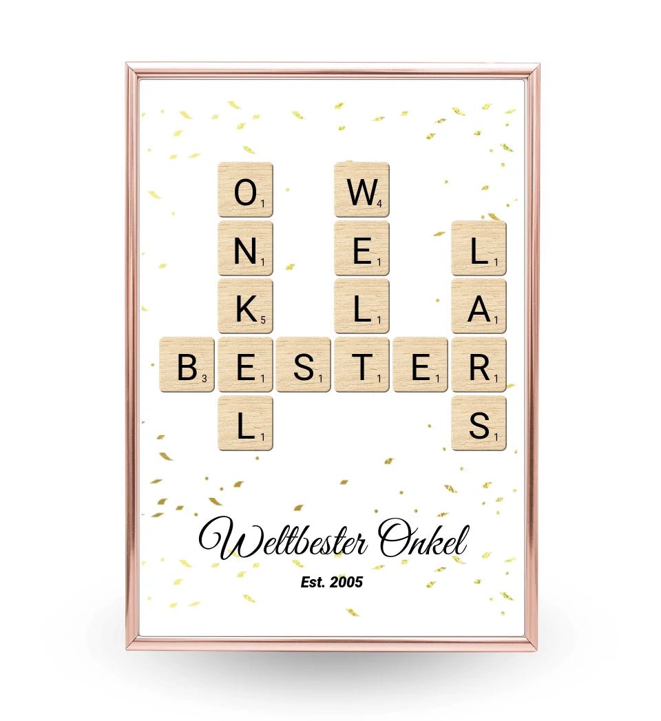 Onkel Weihnachten Geschenk Scrabble Wort Poster personalisierbar - Cantty