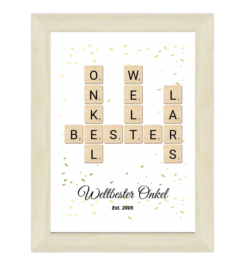 Onkel Weihnachten Geschenk Scrabble Wort Poster personalisierbar - Cantty