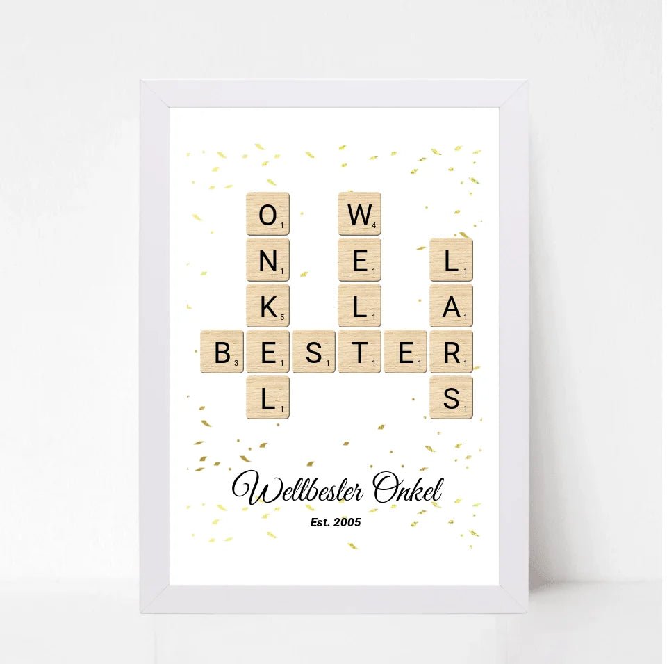 Onkel Weihnachten Geschenk Scrabble Wort Poster personalisierbar - Cantty