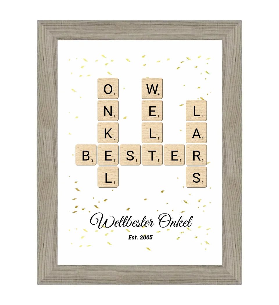 Onkel Weihnachten Geschenk Scrabble Wort Poster personalisierbar - Cantty