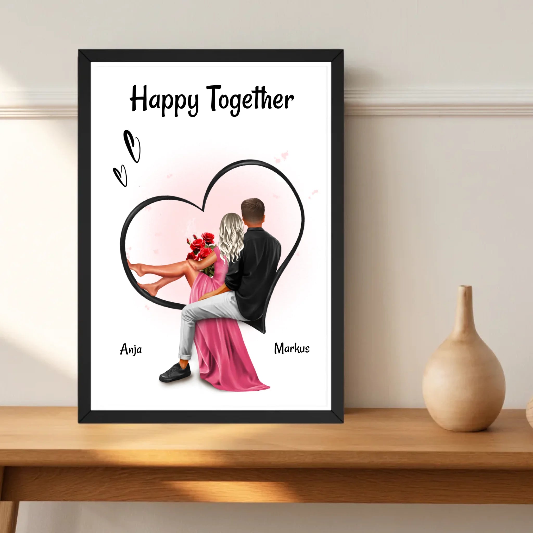 Paar Bild Geschenk für Freundin zum Jahrestag & Hochzeitstag personalisiert - Cantty