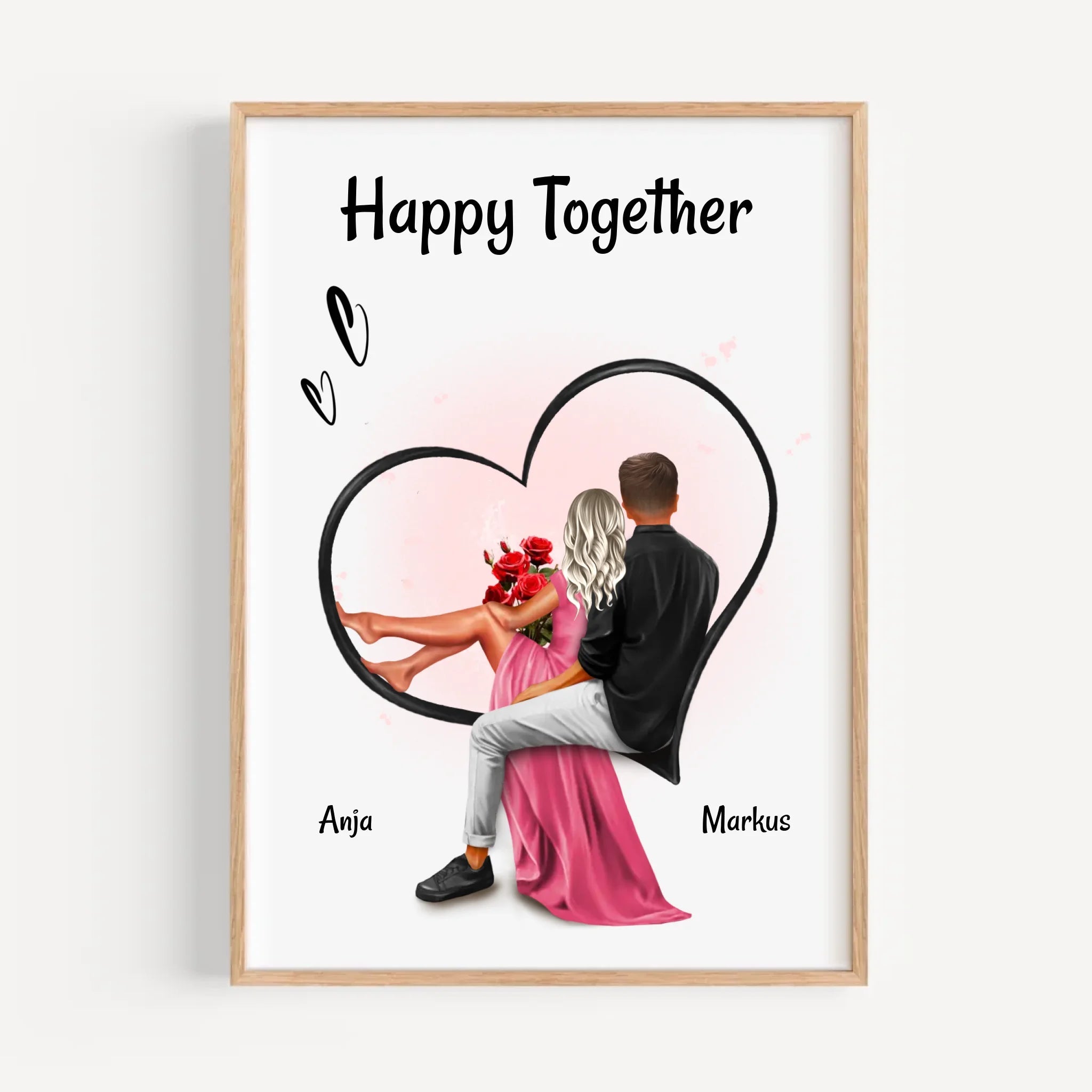 Paar Bild Geschenk für Freundin zum Jahrestag & Hochzeitstag personalisiert - Cantty