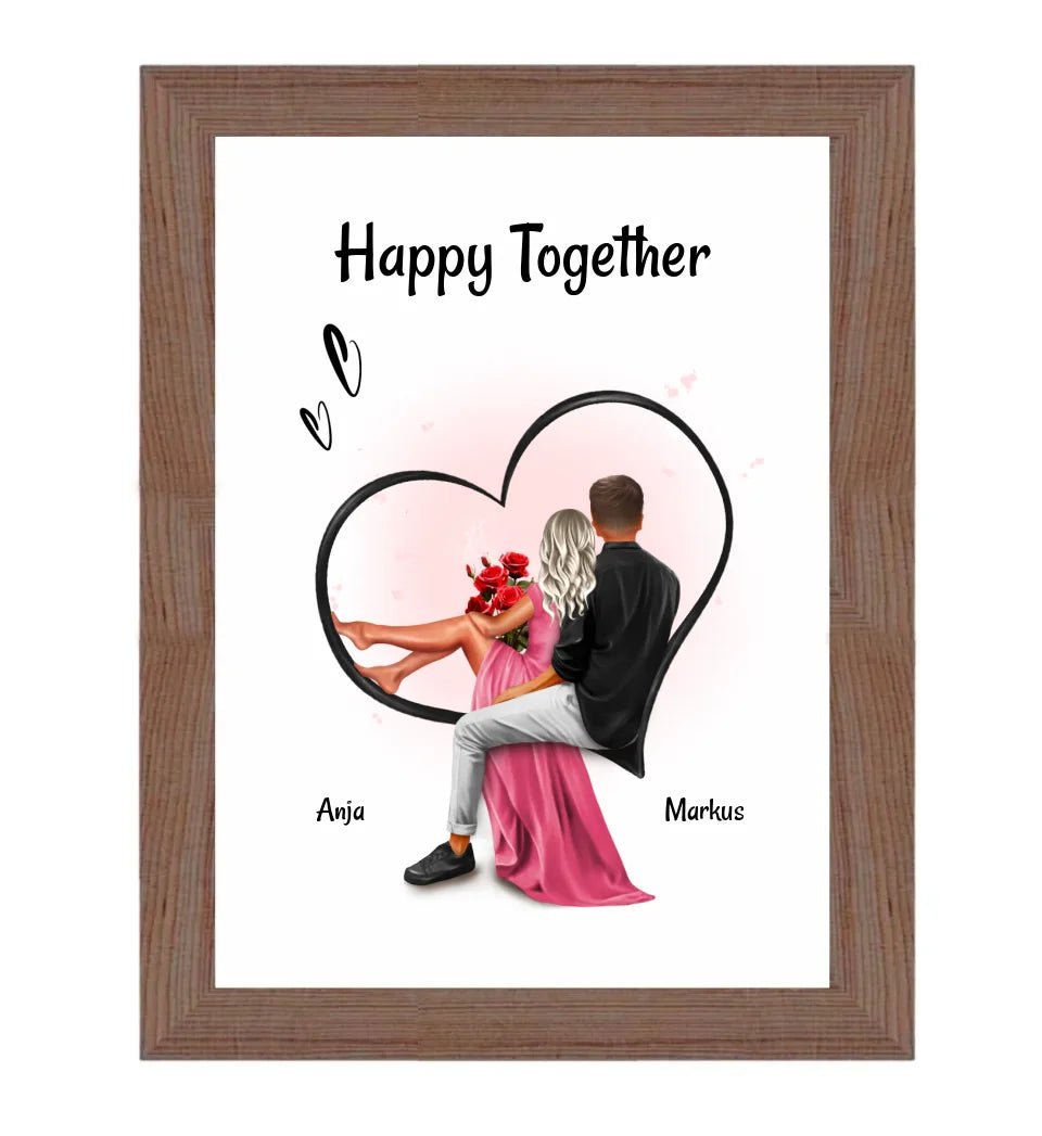 Paar Bild Geschenk für Freundin zum Jahrestag & Hochzeitstag personalisiert - Cantty