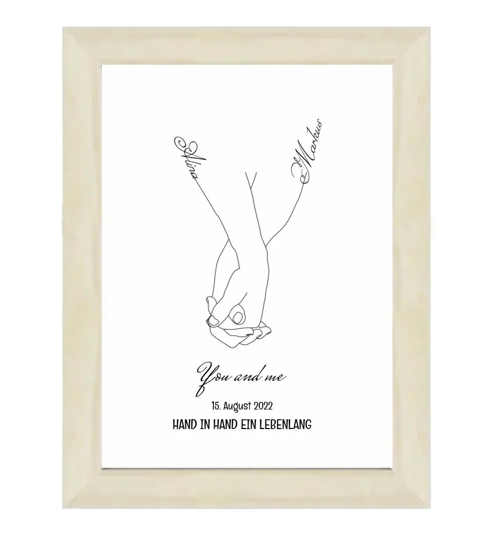 Paar Hand in Hand Poster Jahrestag & Hochzeit Geschenk - Cantty