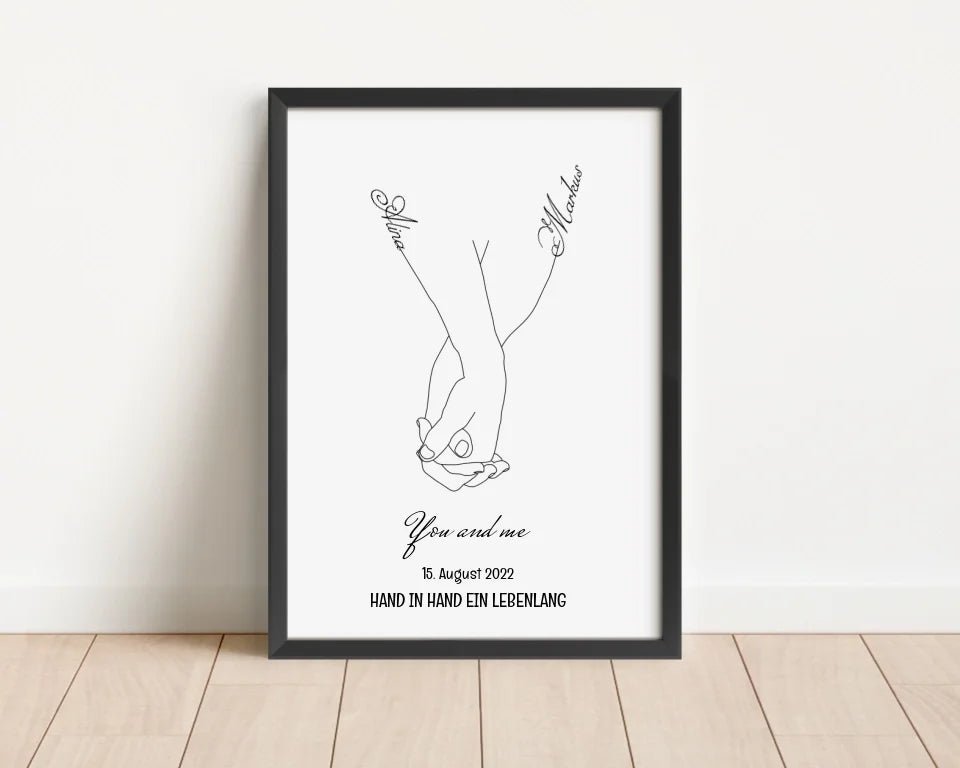 Paar Hand in Hand Poster Jahrestag & Hochzeit Geschenk - Cantty