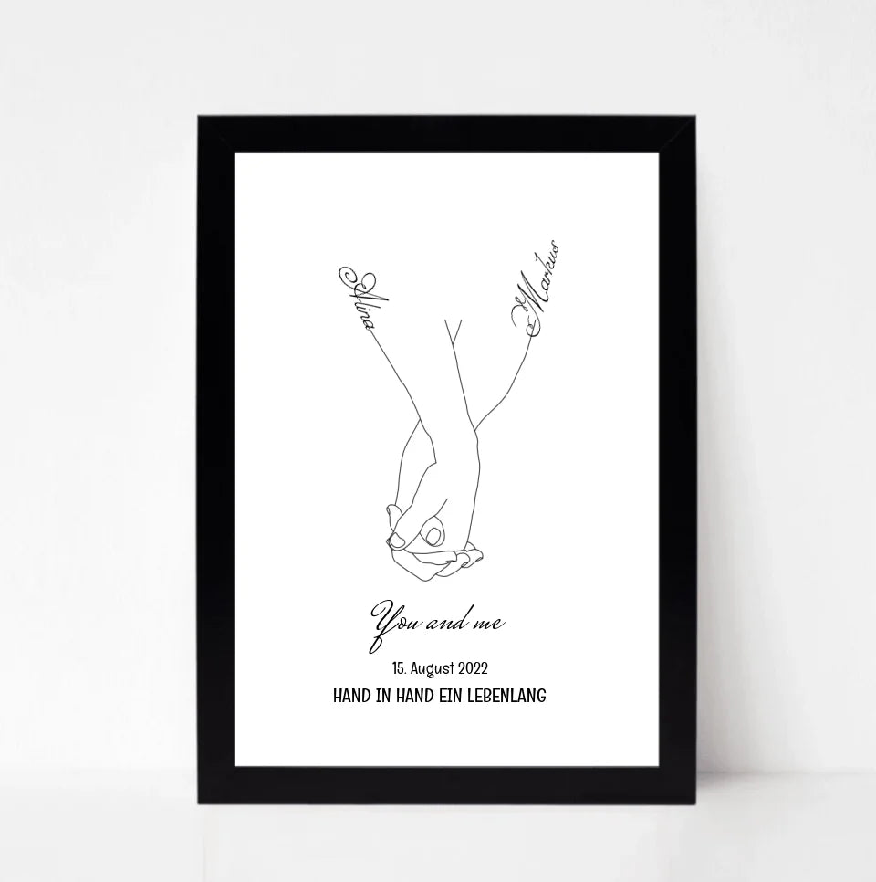 Paar Hand in Hand Poster Jahrestag & Hochzeit Geschenk - Cantty