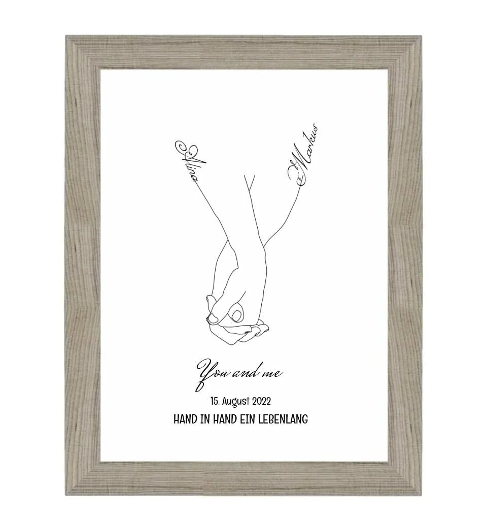 Paar Hand in Hand Poster Jahrestag & Hochzeit Geschenk - Cantty