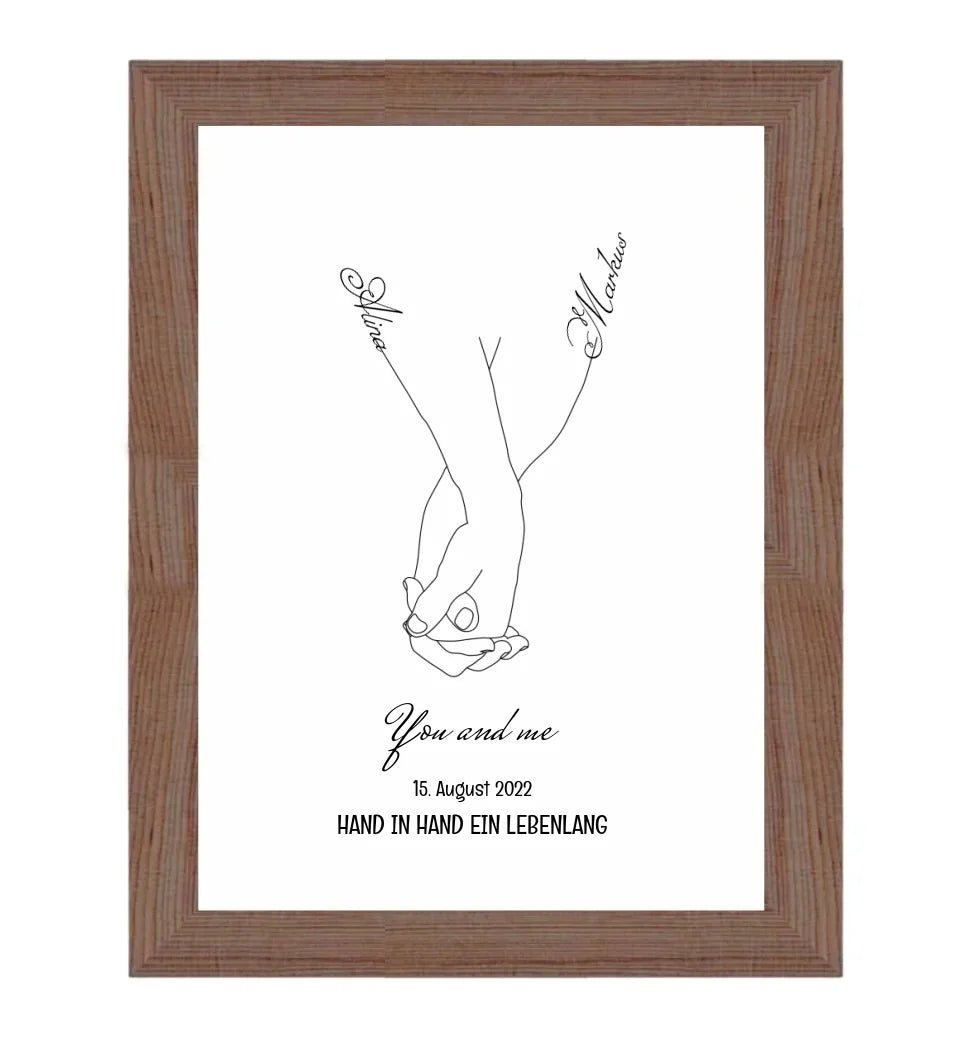 Paar Hand in Hand Poster Jahrestag & Hochzeit Geschenk - Cantty