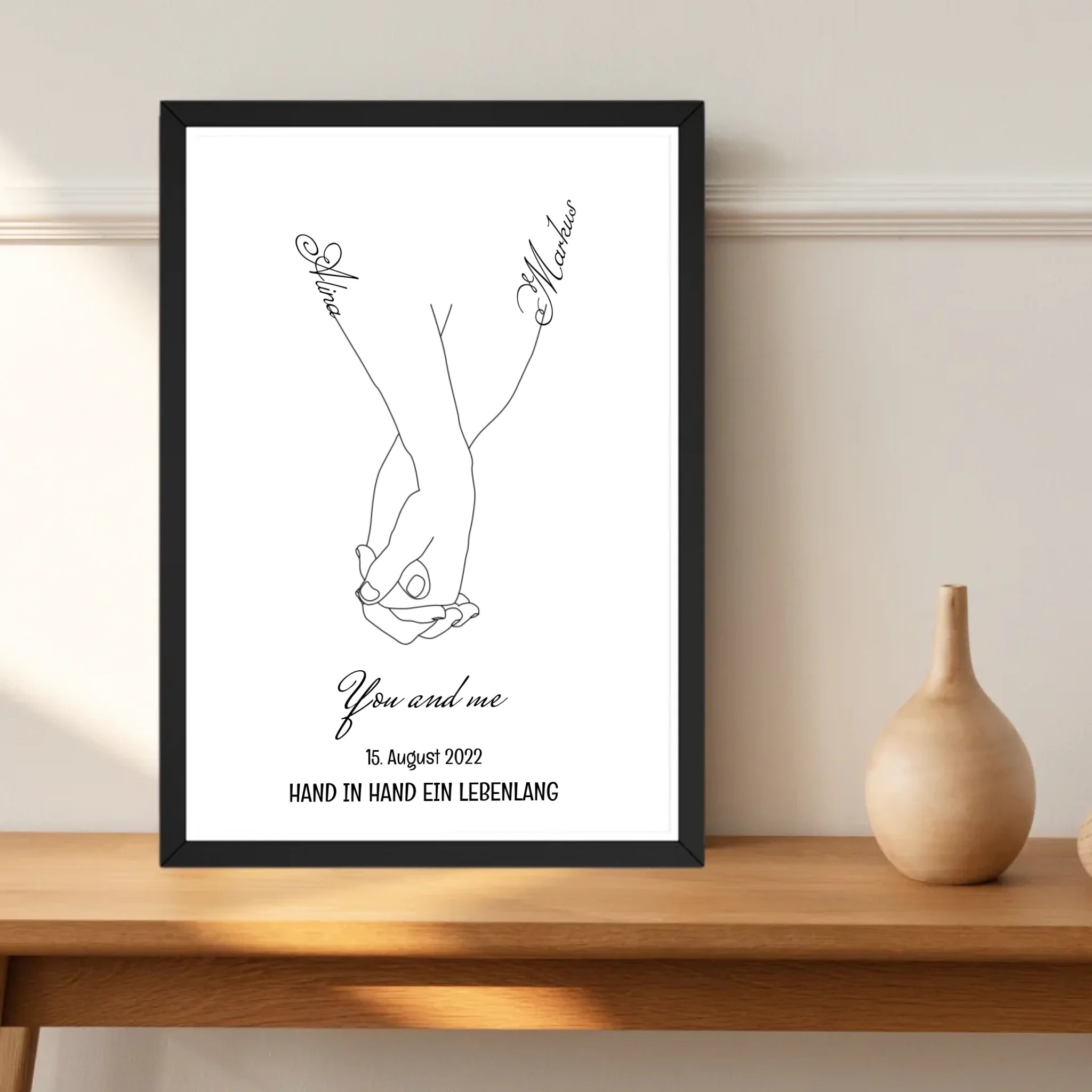 Paar Hand in Hand Poster Jahrestag & Hochzeit Geschenk - Cantty