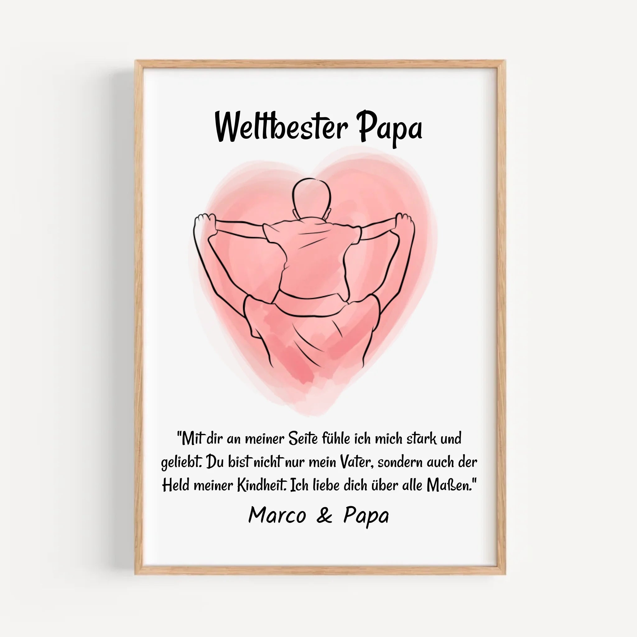 Papa Kind Linienkust Poster Geschenk personalisiert mit Spruch für Vater zum Geburtstag, Vatertag oder Weihnachten - Cantty