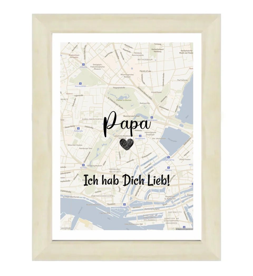 Papa Stadtkarte Poster Geschenk personalisiert - Cantty