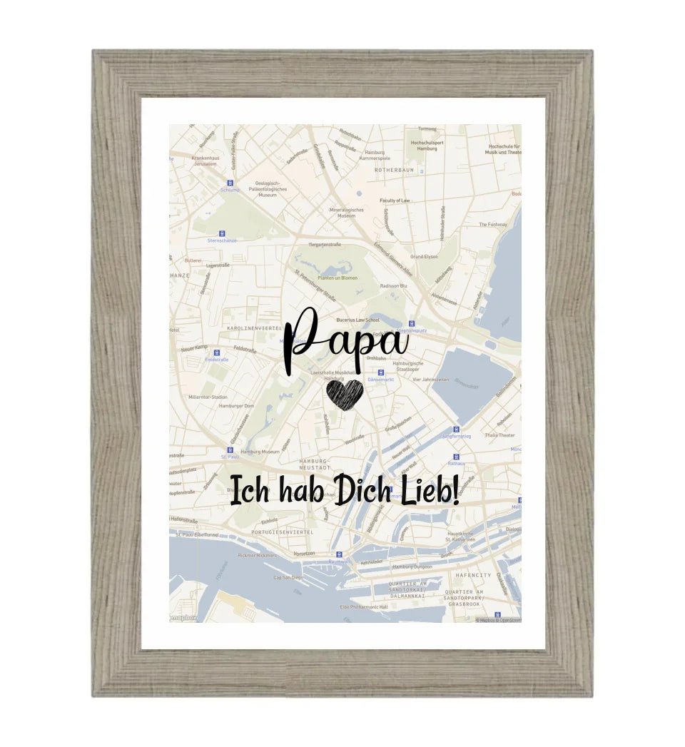 Papa Stadtkarte Poster Geschenk personalisiert - Cantty