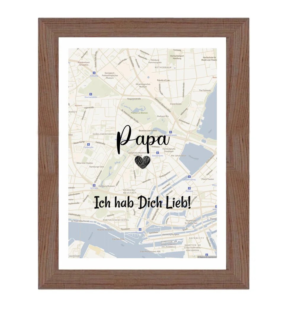 Papa Stadtkarte Poster Geschenk personalisiert - Cantty