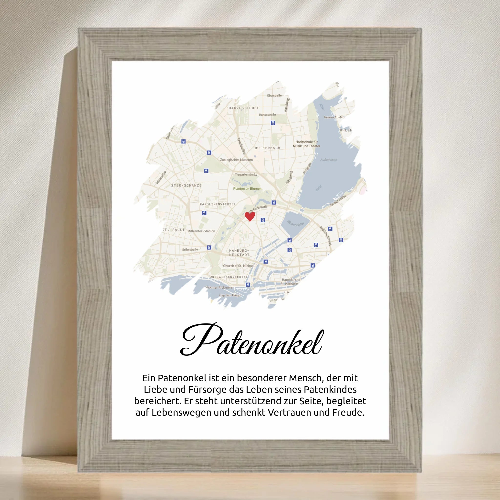 Patenonkel Stadtkarte Poster Geschenk mit Definition - Cantty