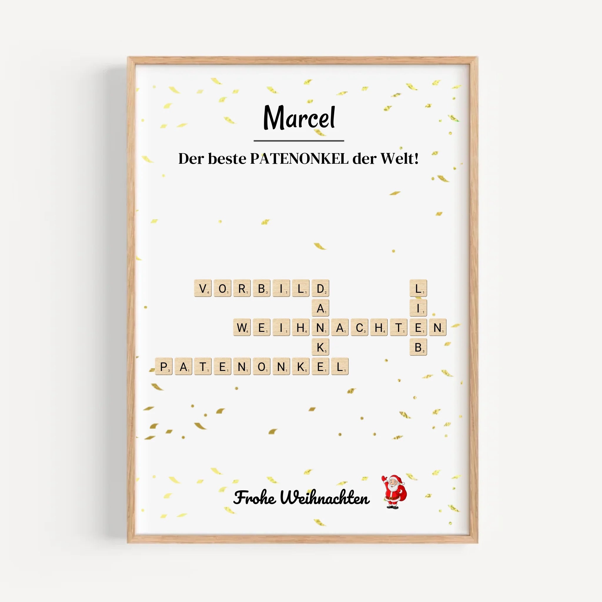 Patenonkel Weihnachtsgeschenk Bild Scrabble Style personalisierbar - Cantty