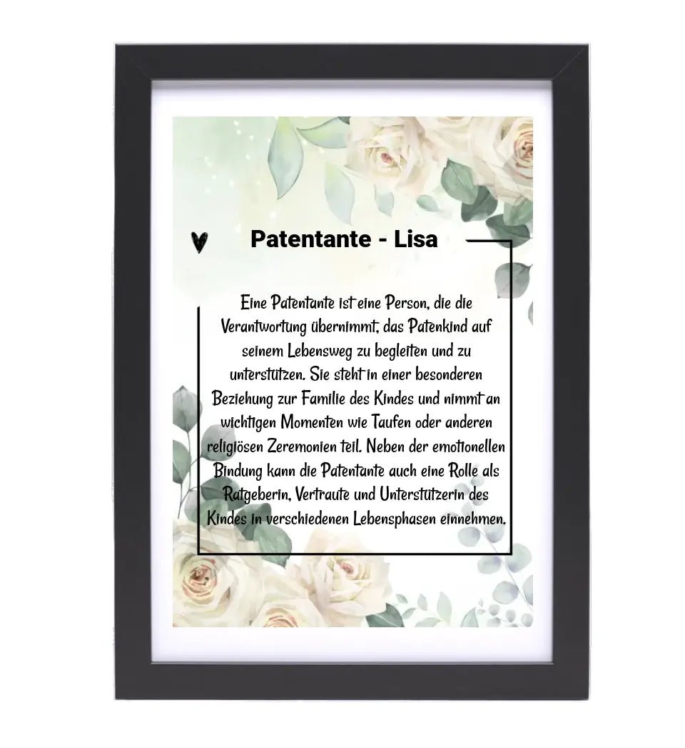 Patentante Definition Geschenk Poster personalisiert - Cantty