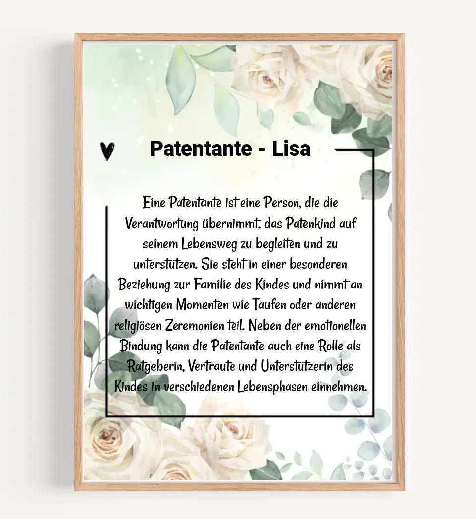 Patentante Definition Geschenk Poster personalisiert - Cantty