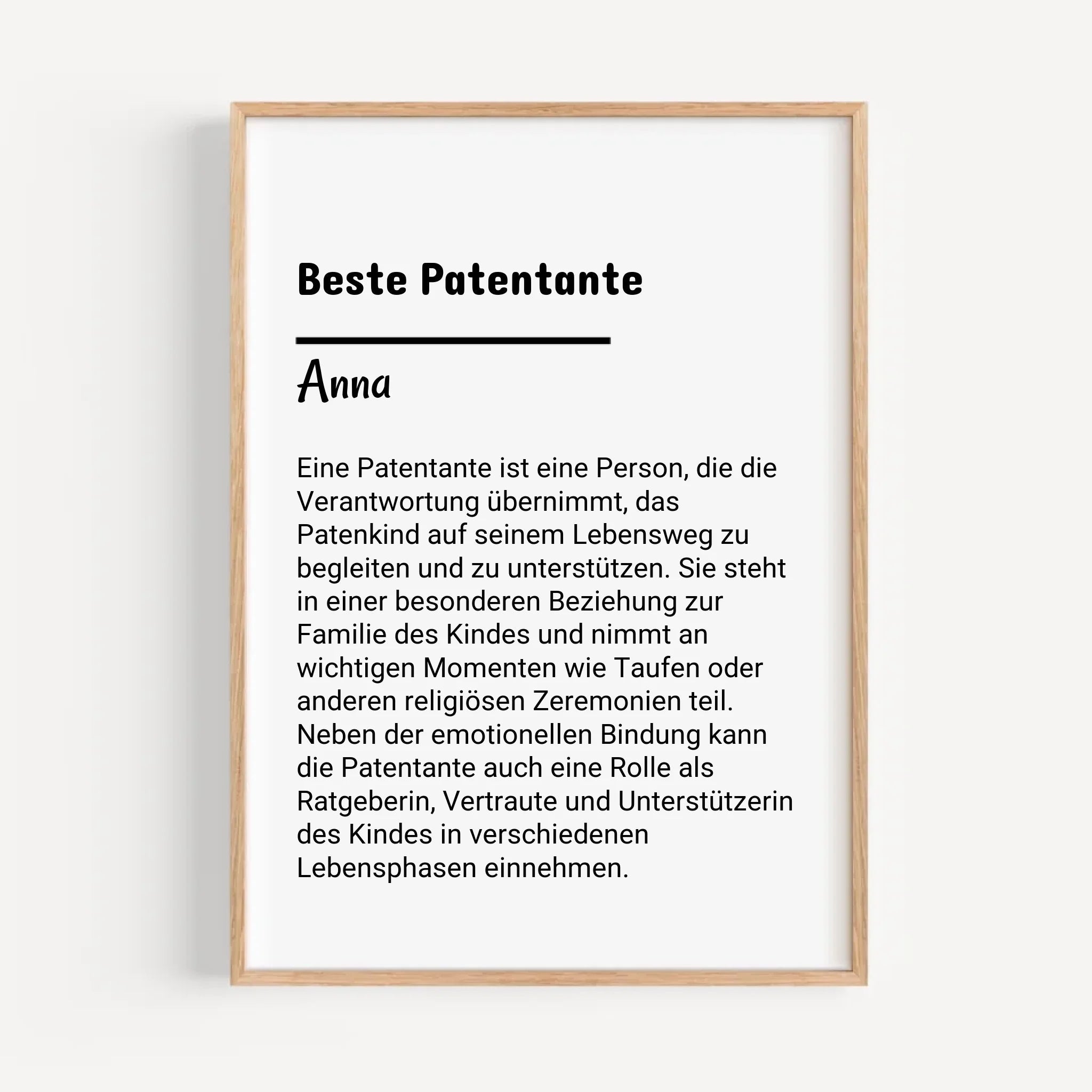 Patentante Definition Posterdruck Geschenk personalisiert - Cantty