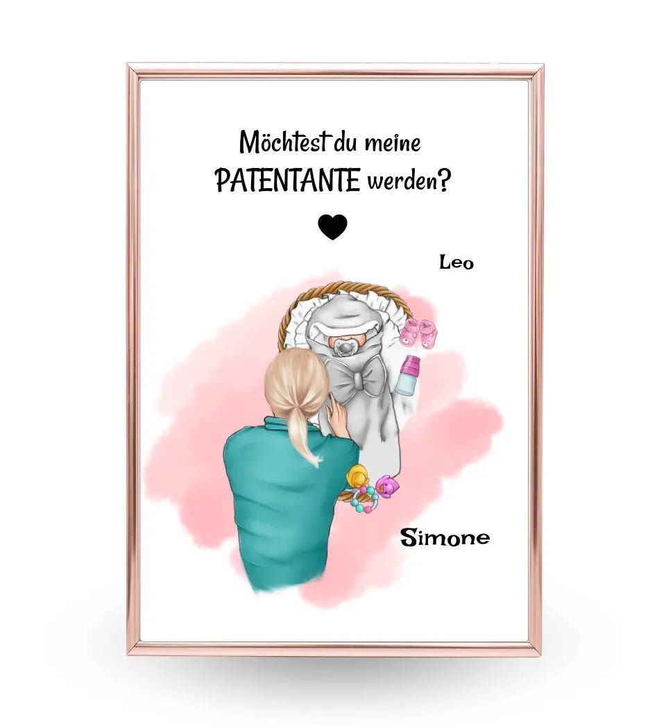 Patentante Fragen Geschenk Poster personalisiert - Cantty