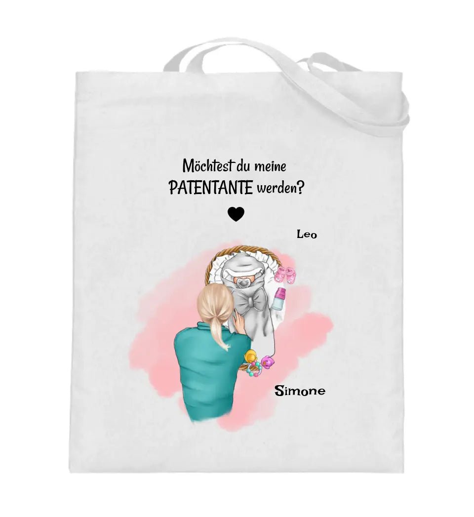 Patentante fragen Jutebeutel Tasche Geschenk personalisiert - Cantty