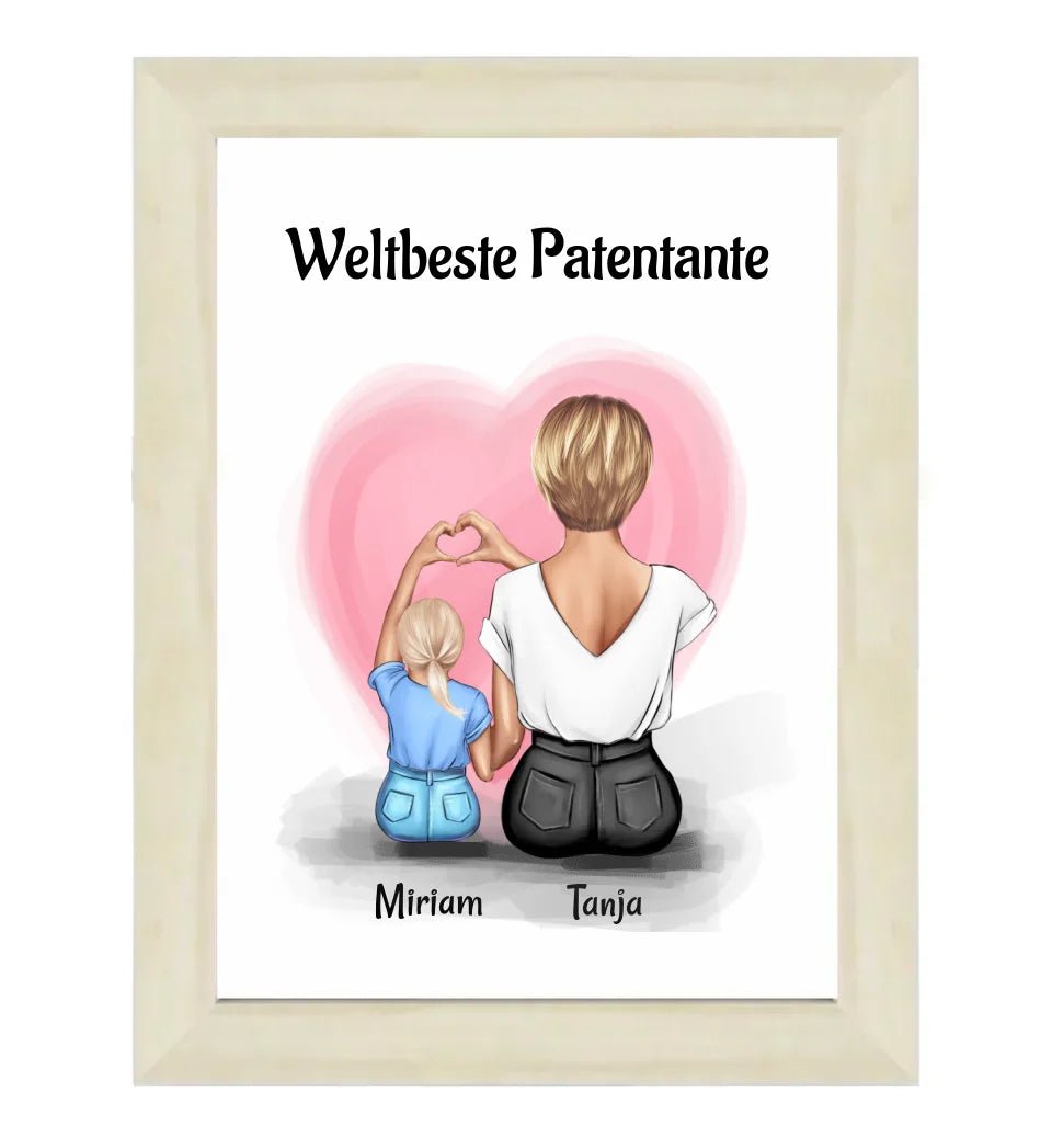 Patentante Geschenk Bild mit Patenkind Mädchen - Cantty