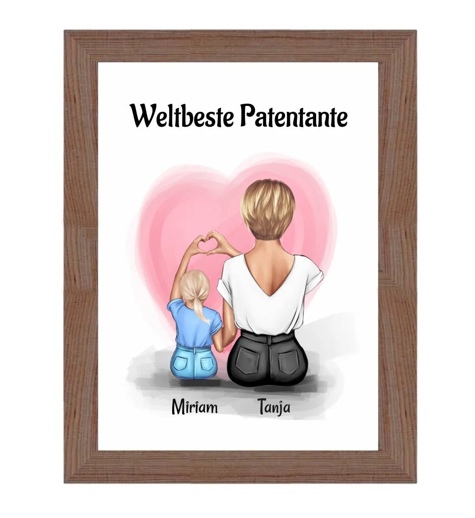 Patentante Geschenk Bild mit Patenkind Mädchen - Cantty