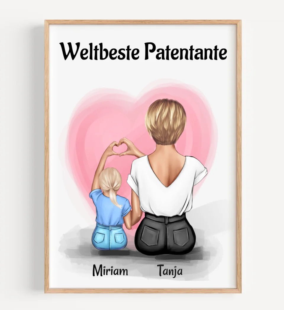 Patentante Geschenk Bild mit Patenkind Mädchen - Cantty