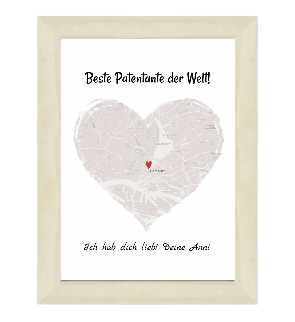 Patentante Geschenk Stadtkarte Poster personalisiert - Cantty