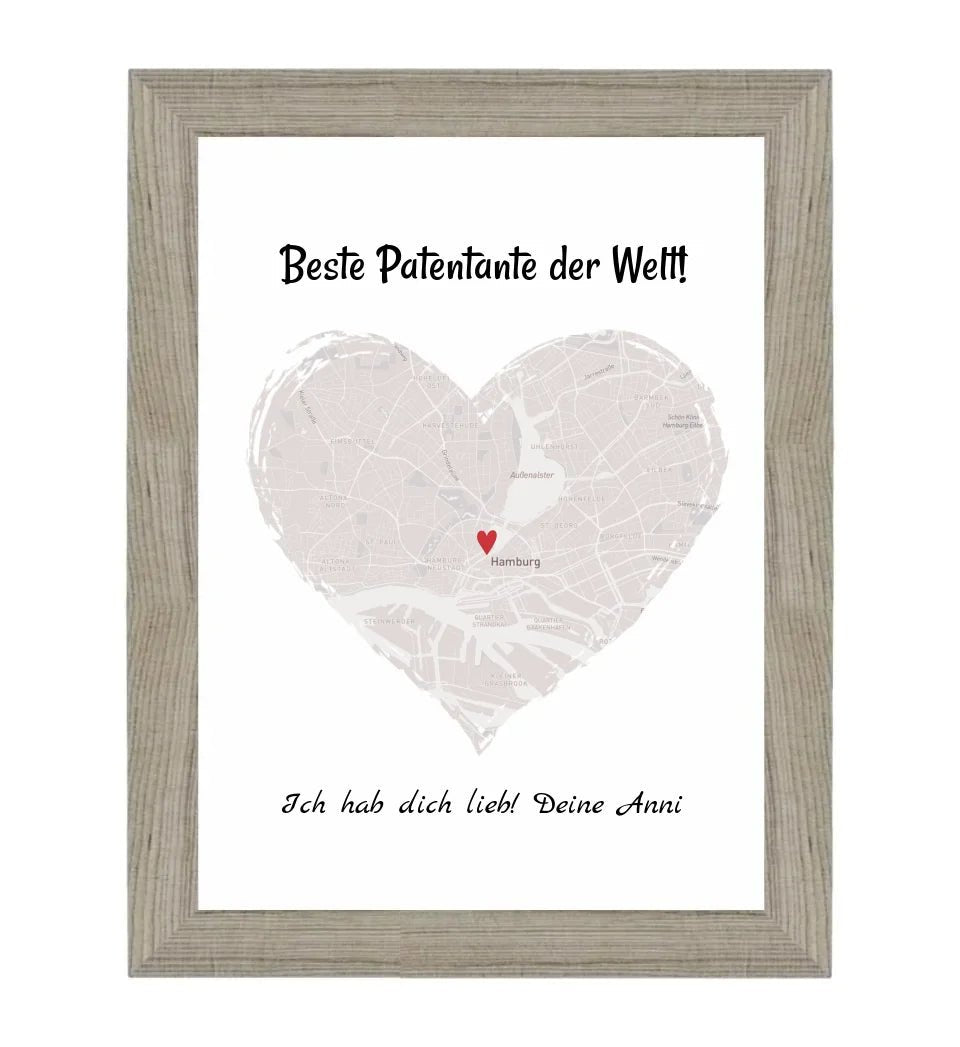 Patentante Geschenk Stadtkarte Poster personalisiert - Cantty