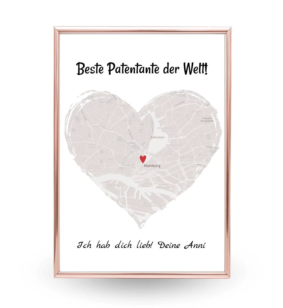 Patentante Geschenk Stadtkarte Poster personalisiert - Cantty