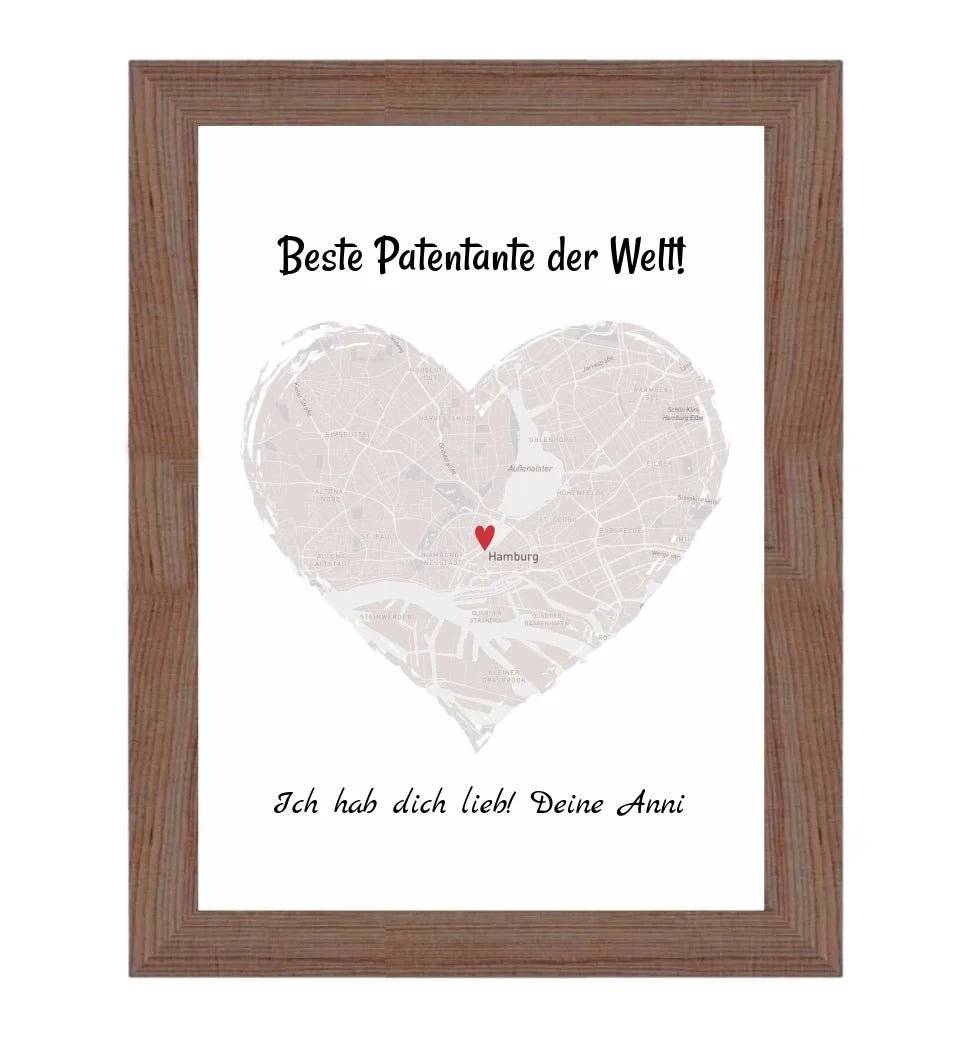 Patentante Geschenk Stadtkarte Poster personalisiert - Cantty