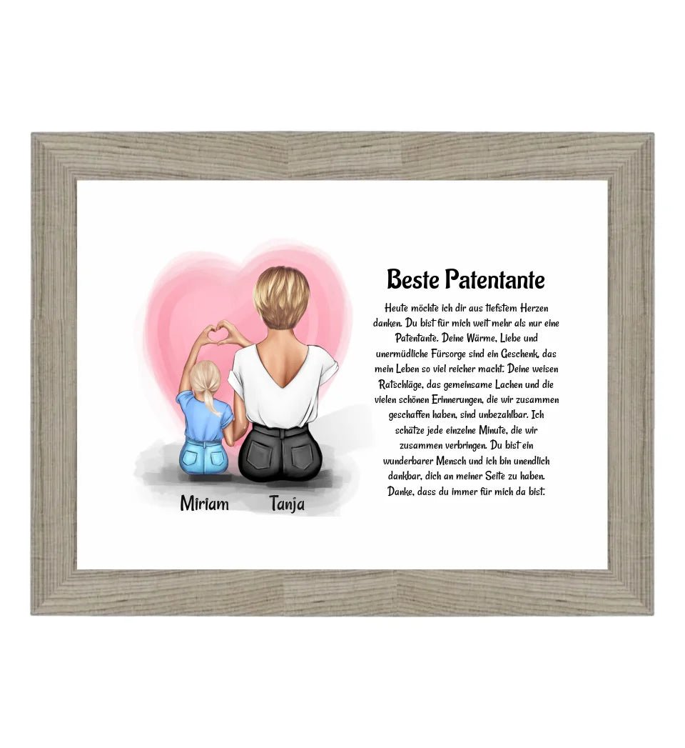 Patentante Patenkind Mädchen Poster Bild Karte Geschenk - Cantty