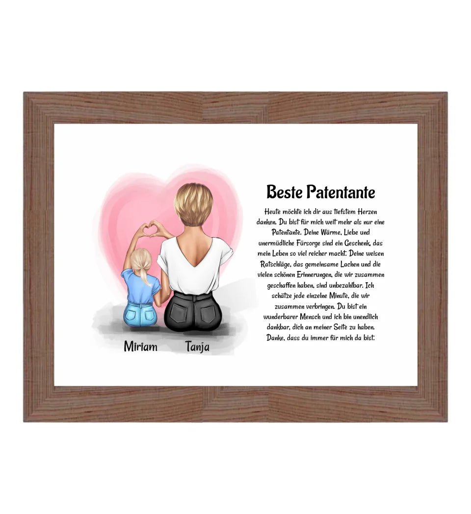 Patentante Patenkind Mädchen Poster Bild Karte Geschenk - Cantty