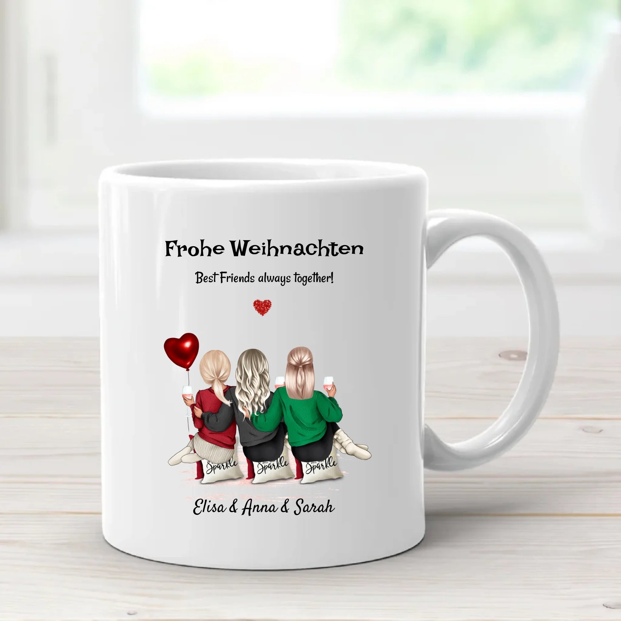 Personalisierte 3 Freundinnen Tasse Geschenk Weihnachten - Cantty