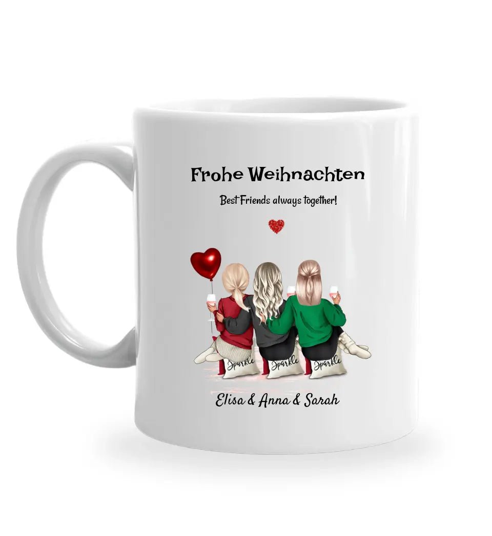 Personalisierte 3 Freundinnen Tasse Geschenk Weihnachten - Cantty