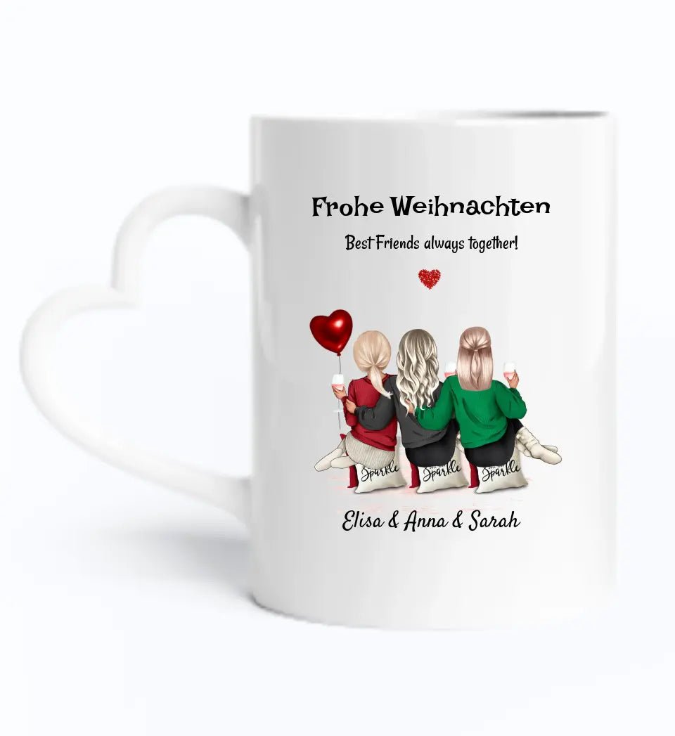 Personalisierte 3 Freundinnen Tasse Geschenk Weihnachten - Cantty