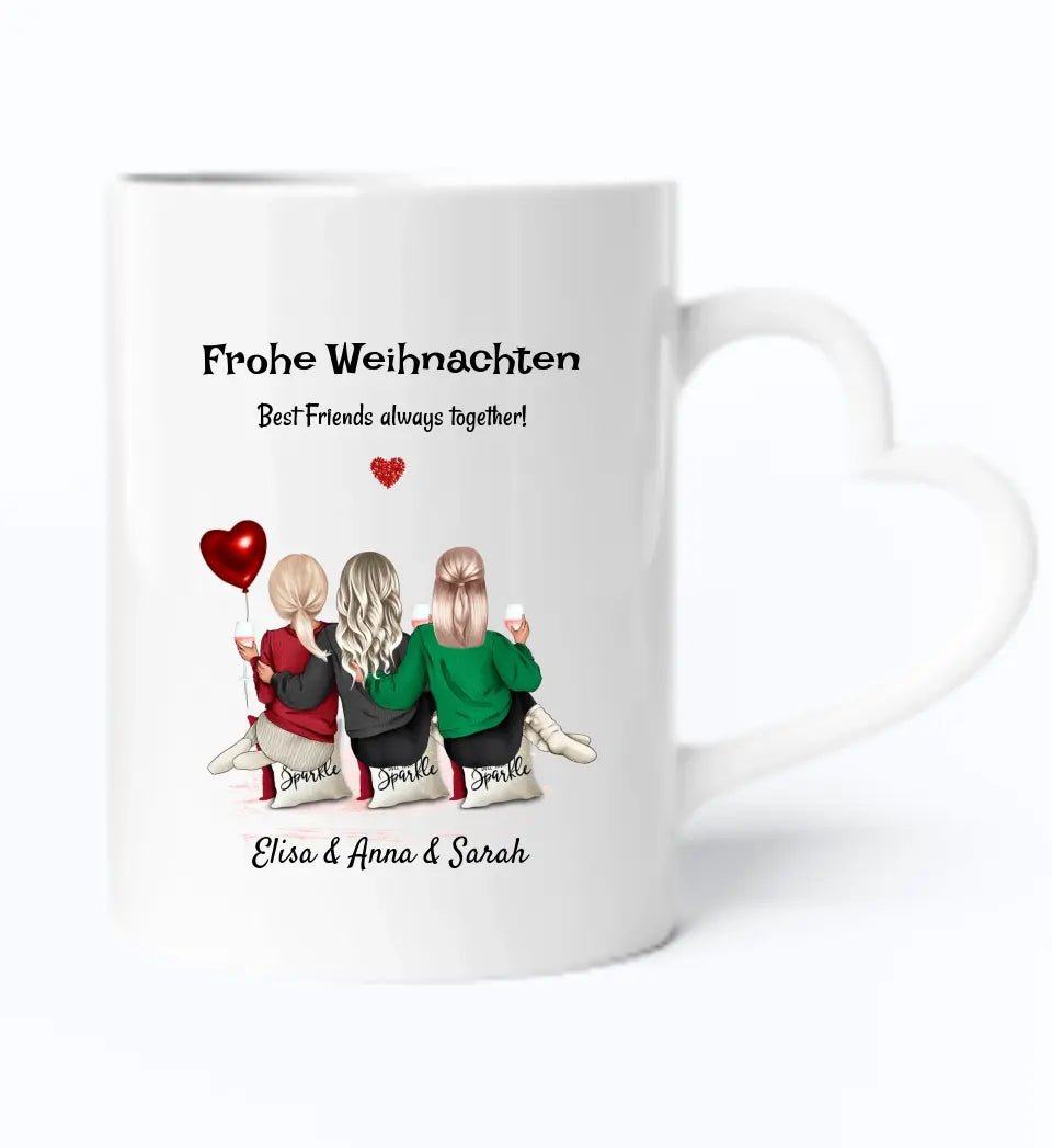 Personalisierte 3 Freundinnen Tasse Geschenk Weihnachten - Cantty