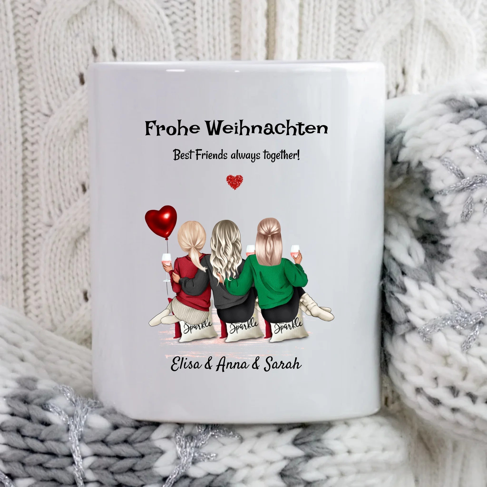 Personalisierte 3 Freundinnen Tasse Geschenk Weihnachten - Cantty