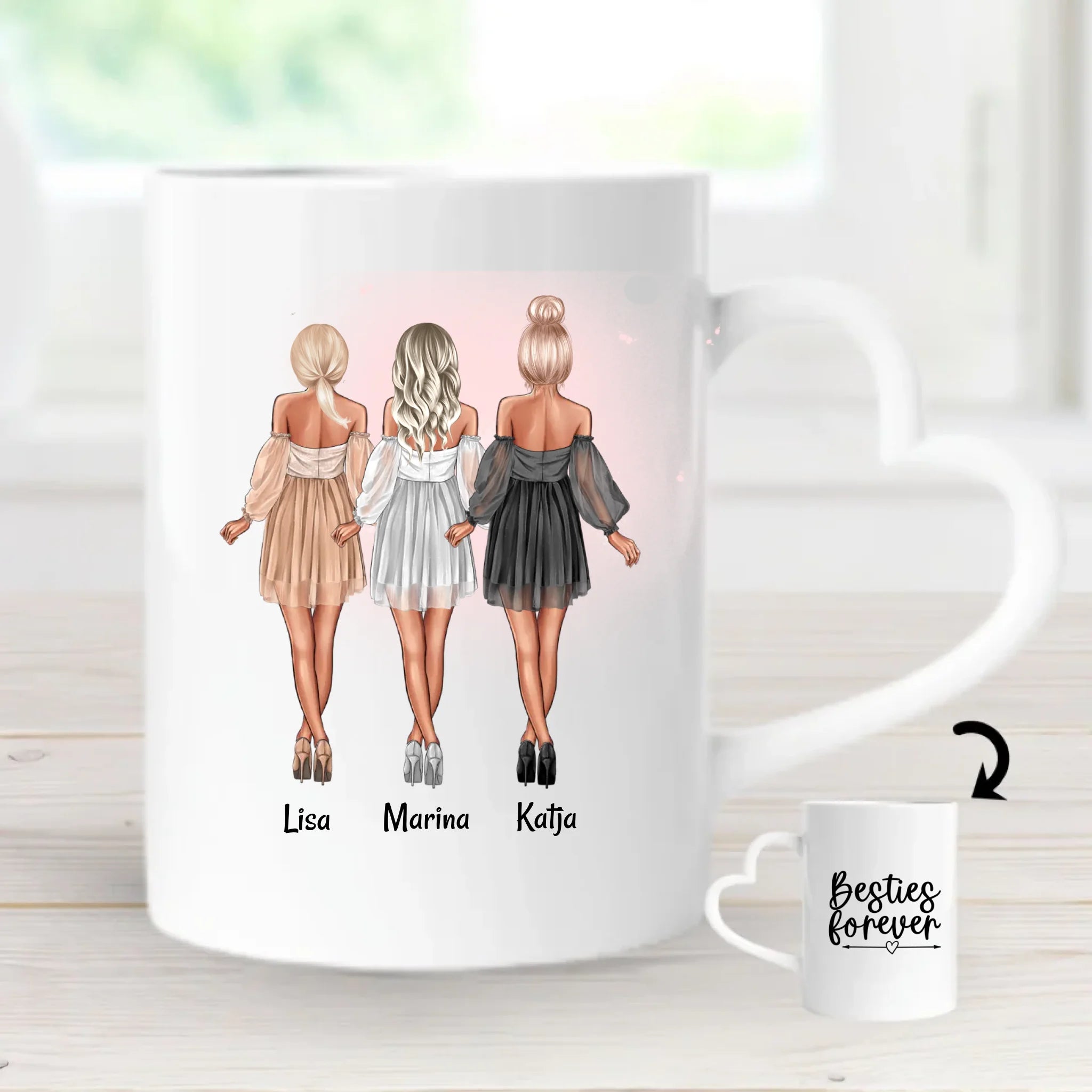 Personalisierte 3 Freundinnen Tasse selber gestalten - Cantty