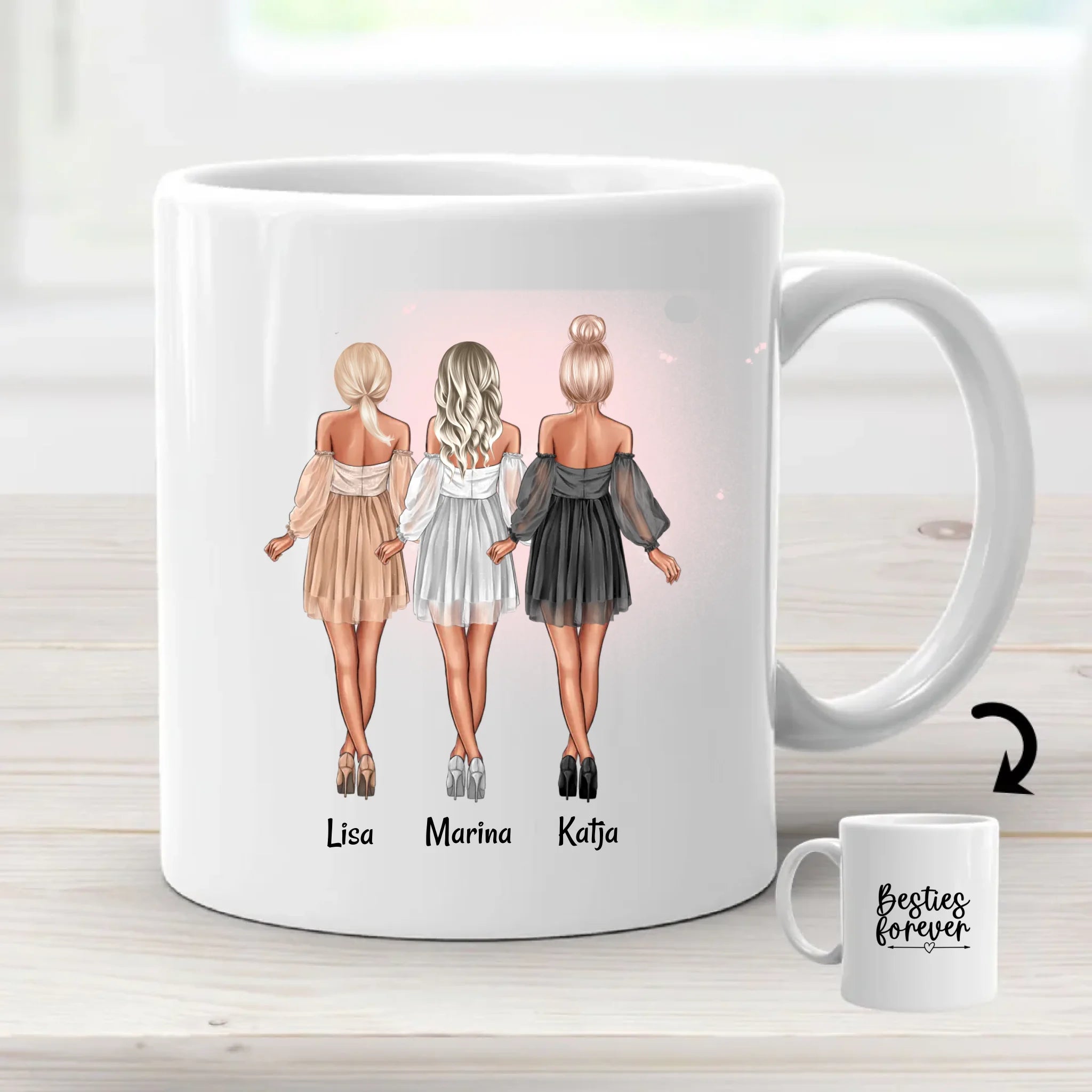 Personalisierte 3 Freundinnen Tasse selber gestalten - Cantty