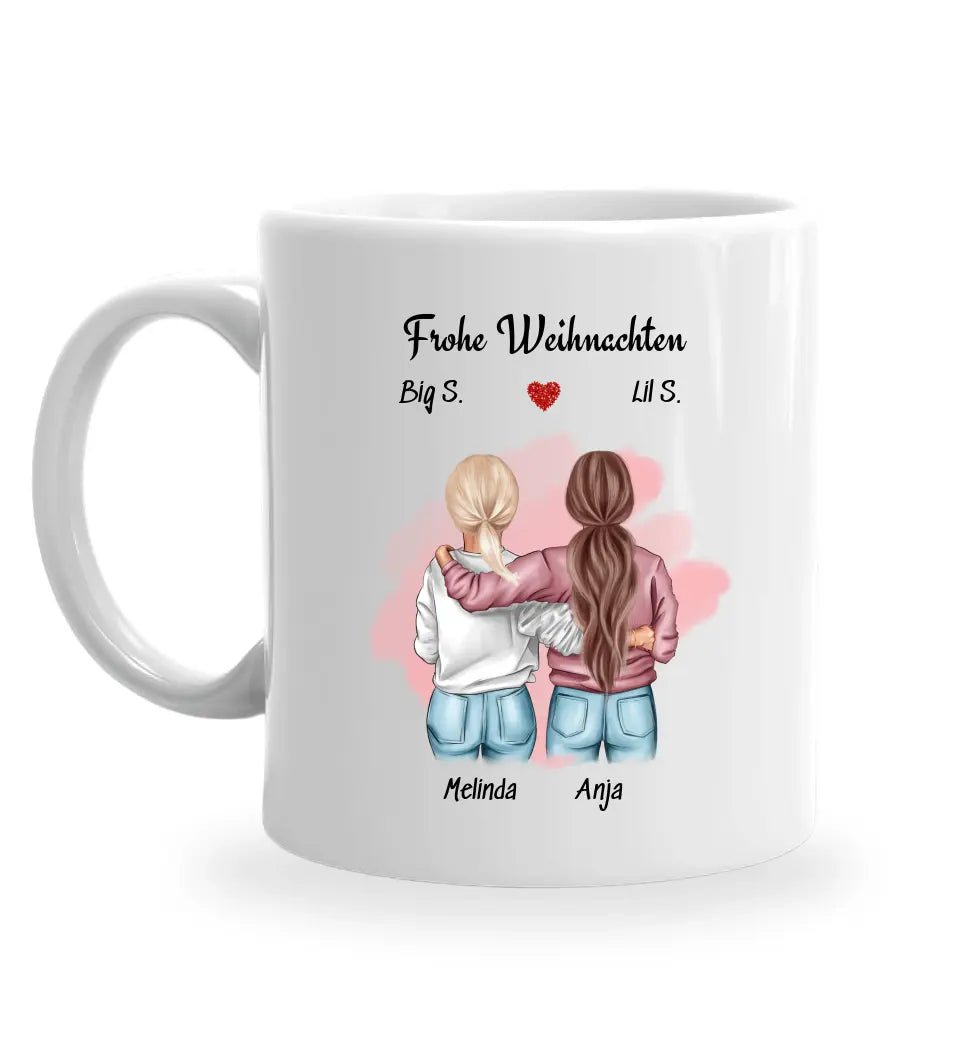 Personalisierte große und kleine Schwester Tasse Weihnachten - Cantty