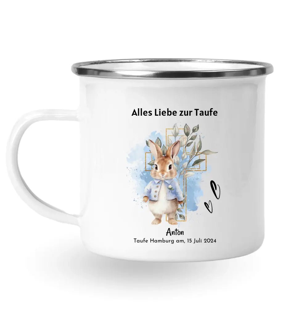 Personalisierte Tasse zur Taufe für Jungen - Cantty