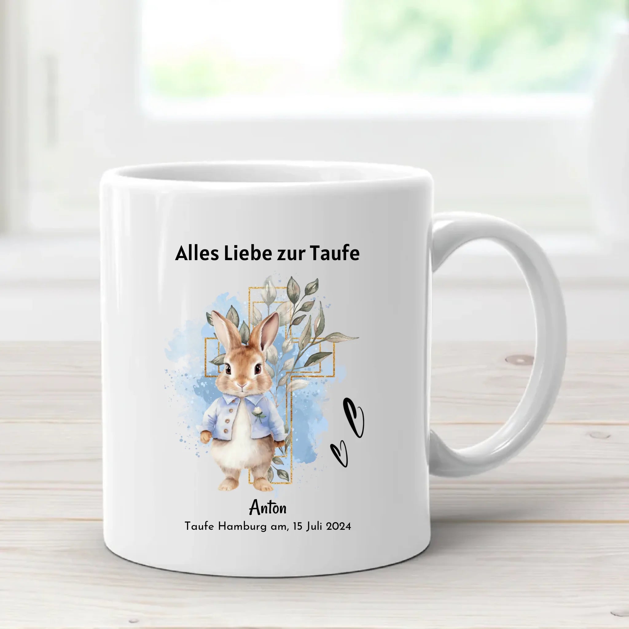 Personalisierte Tasse zur Taufe für Jungen - Cantty