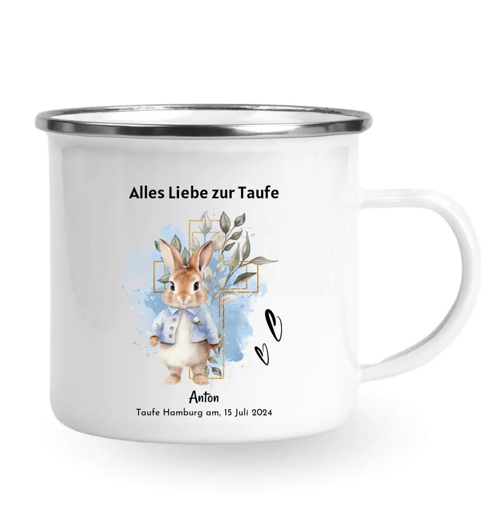 Personalisierte Tasse zur Taufe für Jungen - Cantty