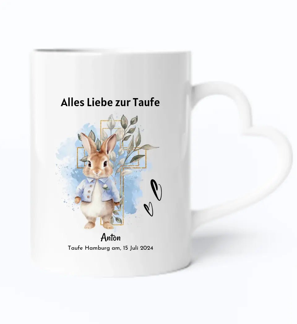 Personalisierte Tasse zur Taufe für Jungen - Cantty