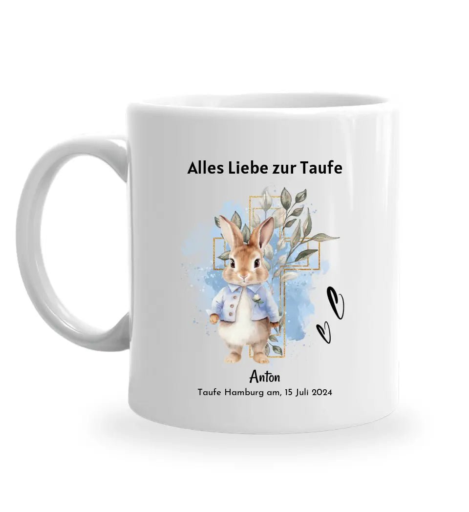 Personalisierte Tasse zur Taufe für Jungen - Cantty