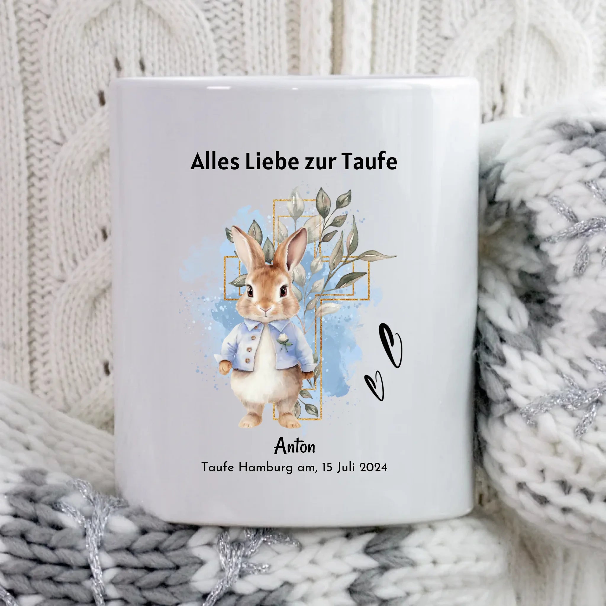 Personalisierte Tasse zur Taufe für Jungen - Cantty